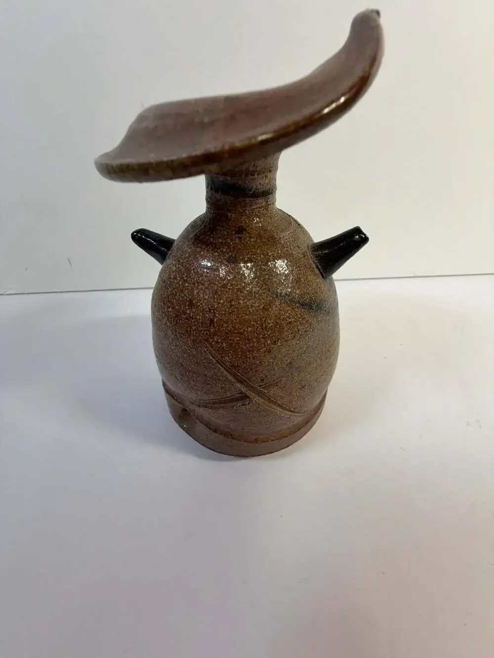 Studio Pottery Vase Signed Gunthen Speckled Glaze with Handles 5”